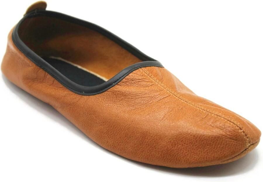 Heren Pantoffels Leer Antiek Tan Traditioneel Binnenhuis Sloffen Mocassin