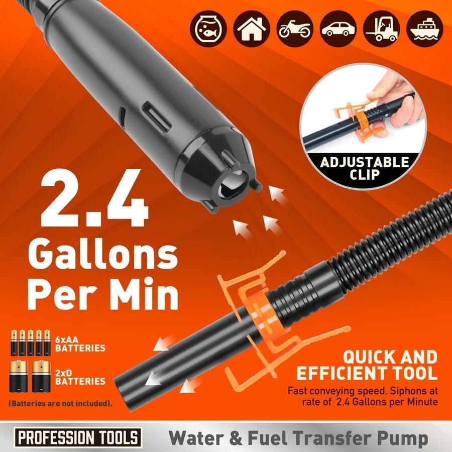 Transferpomp batterij-aangedreven brandstofpomp vloeistoftransferpomp benzinepomp voor kanister overpomppomp draagbare elektrische olie-pomp 2.4GPM brandstofpomp voor benzine diesel