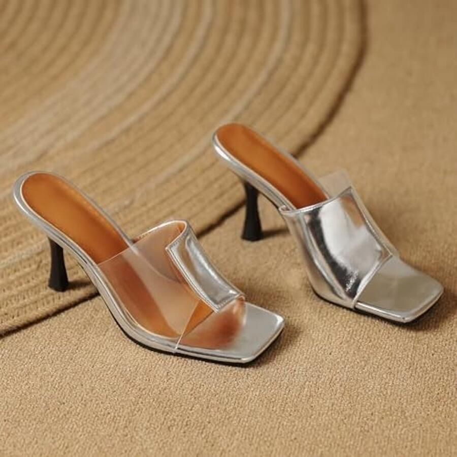 Transparante High Heels Sandalen Zilver