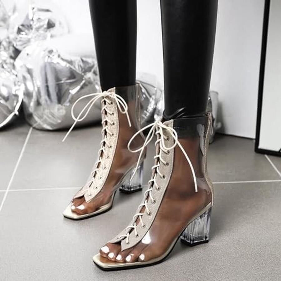 Transparante Sandalen met Gladiatorstijl Goud - Foto 1
