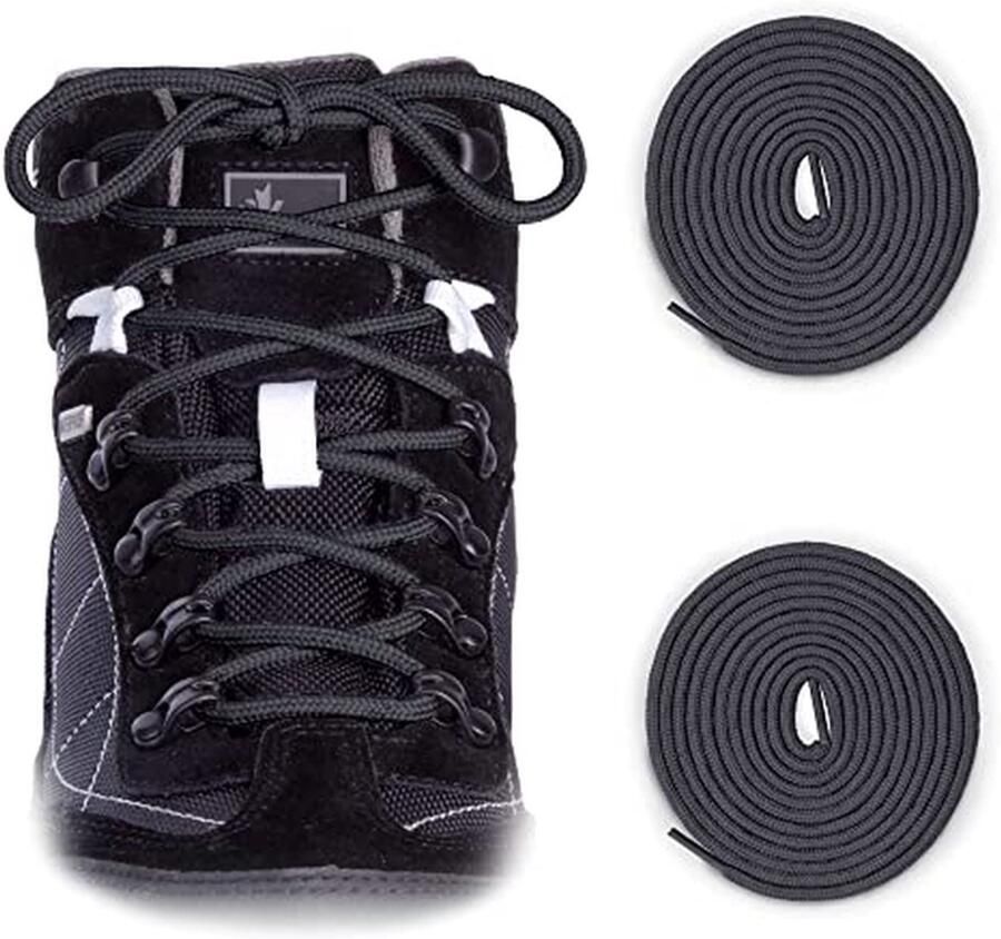 Trekking Veters Schoenveters Outdoor Activiteiten Sterke Robuuste Kwaliteit 2 Paar Zwart