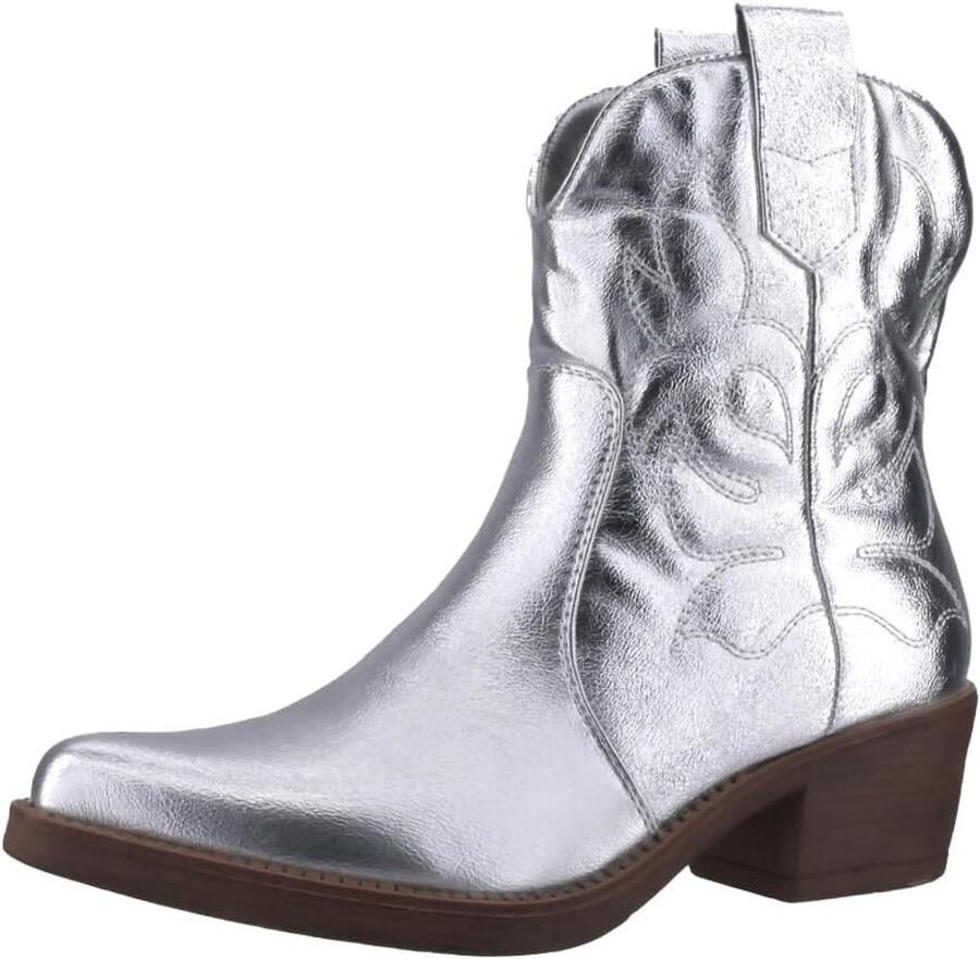 Trendy Dames Enkellaarzen Cowboystijl Met Chunky Hak