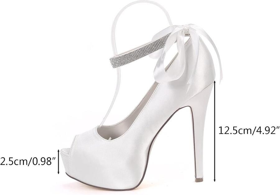 Trouwschoenen Voor Vrouwen Stiletto Hakken Sandalen Satijn Strass Effen Gekleurde Pumps Voor Bruiloft & Avond