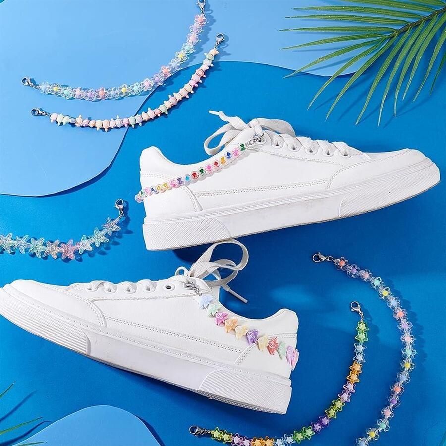 TTGoods 12-delige Acryl Schoenketting Set met Kleurrijke Kralen in 6 Stijlvolle Designs voor Casual Schoenen Bloem Ster Oceaan Thema Decoratie Accessoires voor Sneakers Klompen en Sandalen