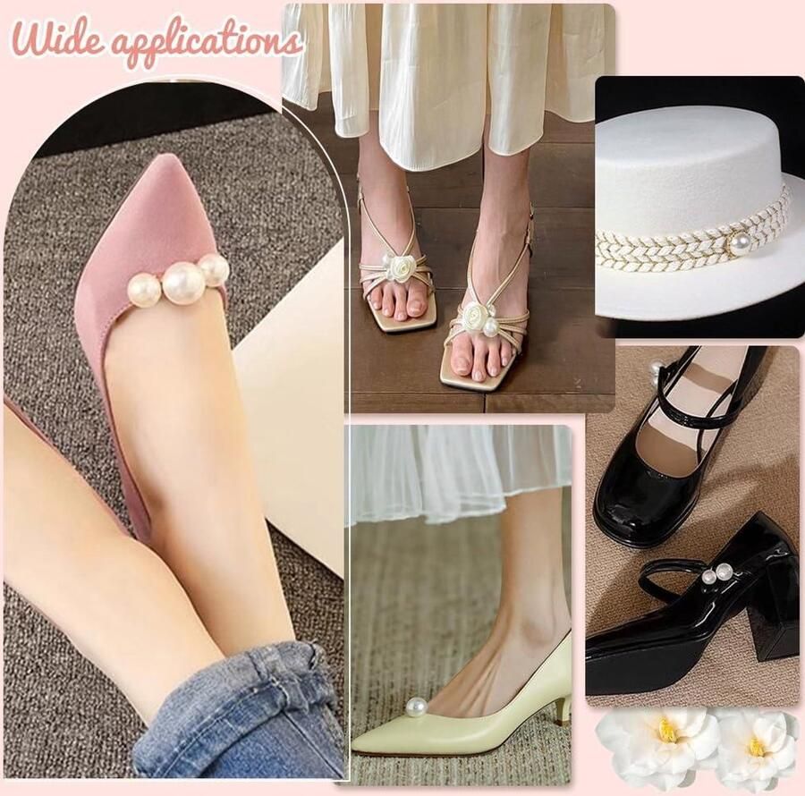 TTGoods 6-delige set schoenclips met parels voor elegante schoenklemmen bij bruiloft hoge hakken en pumps