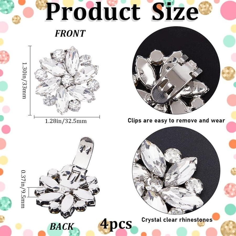 TTGoods Kristallen Schoen Clips Set van 4 Bloem Vorm Strass Schoen Gespen Bruiloft Schoen Sieraden Hoge Hakken Accessoires