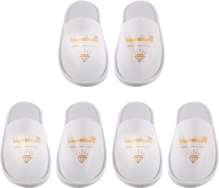 TTGoods Set van 3 paar witte bruidsmeisjes slippers met comfortabele 7mm zolen Ideaal voor spa Afmetingen x
