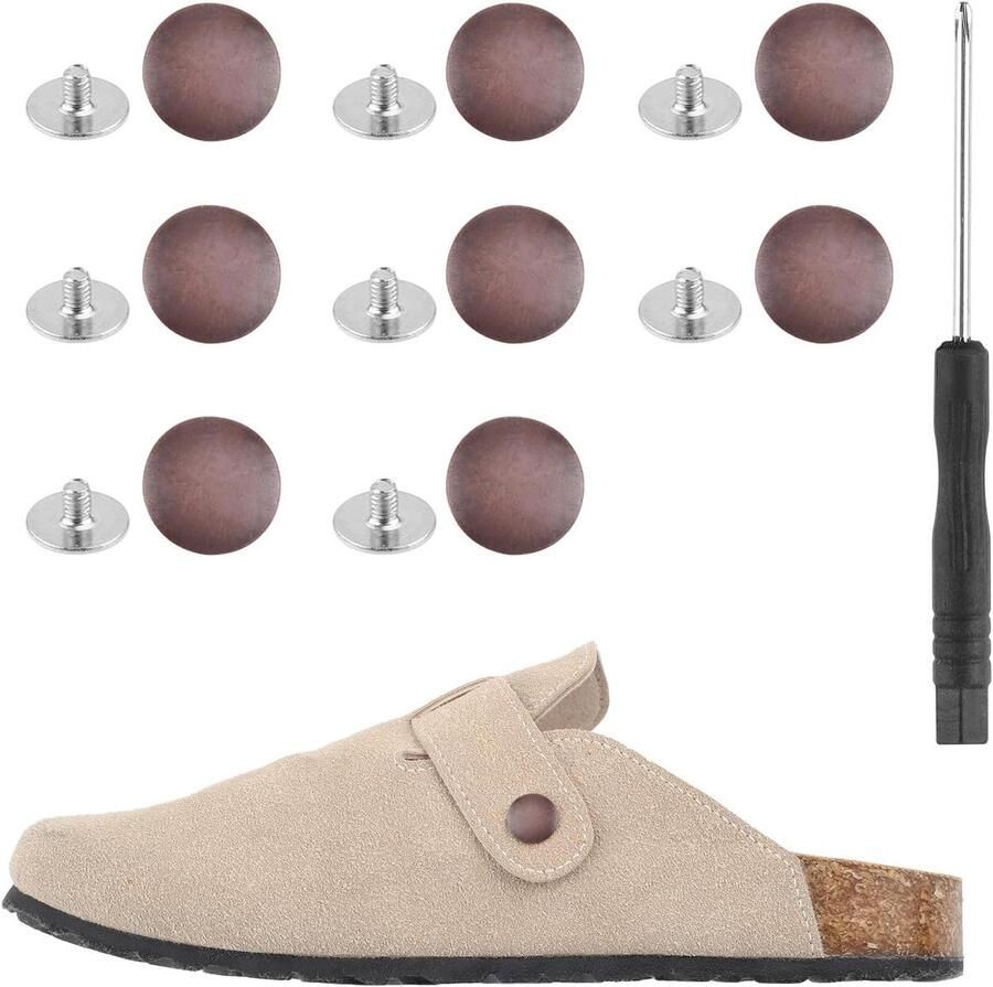 TTGoods Vervangende klinknagels voor clogs schoenen met bandknop en schroeven Set van 8 Geschikt voor nen en Rood brons