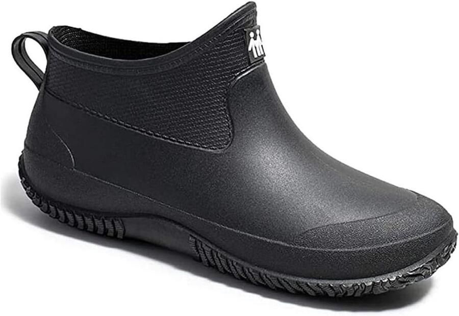Tuinlaarzen Unisex Regenlaarzen Waterdicht Buitenactiviteiten Bescher Lichtgewicht Non-slip Zool Enkelhoog Zwart