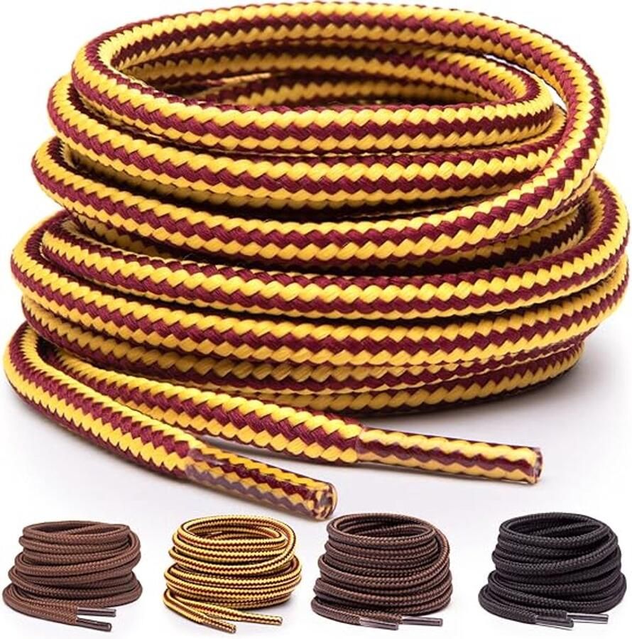 Twee paar ronde veters 2 paar (4 veters) schoenveters veters wandelschoenen veters schoenveters kevlar schoenveters veters wandelschoenen schoenveters geschikt voor wandelschoenen veiligheidsschoenen enz Geelbruin