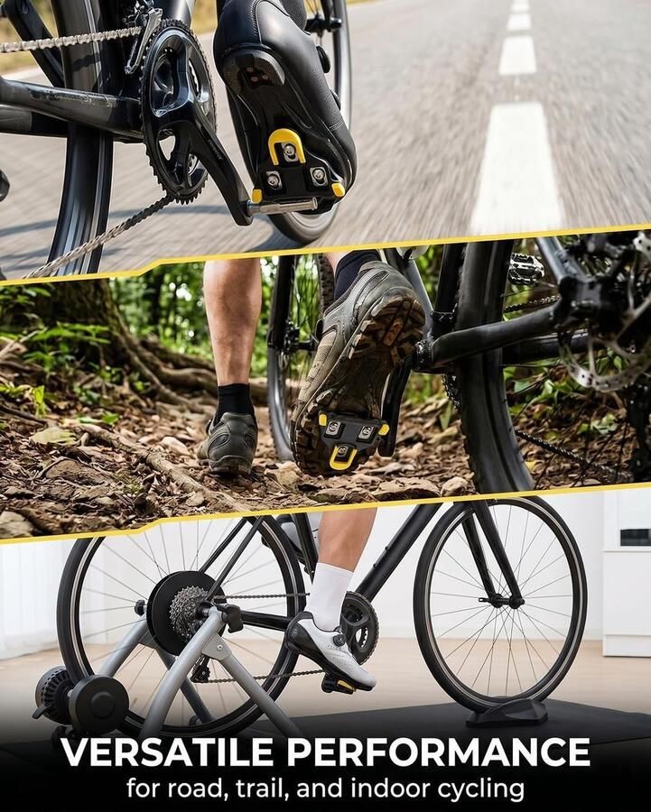 Tweede paar gele SPD fietsschoenen SH51 klikpedalen MTB en racefiets eenvoudig in- en uitstappen stevige grip duurzame accessoires voor fietsen