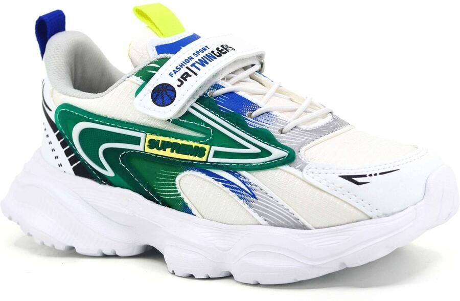 Twingers Sportschoenen Jongens Sneakers Jongensschoenen Wit Groen Klittenband