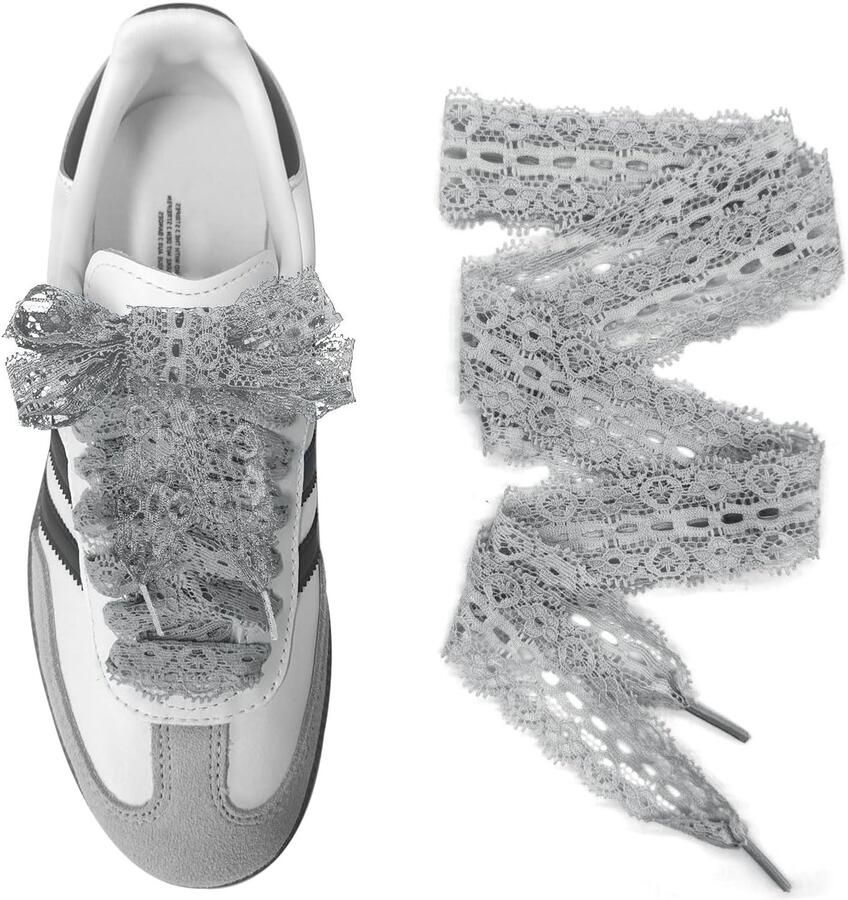 UamGlsob Wide Lace Edge Laces for Sneakers Flat Soft Fabric Ribbon Shoelaces for DIY Crafts Fashion Decoration ShopVlot - Foto 1