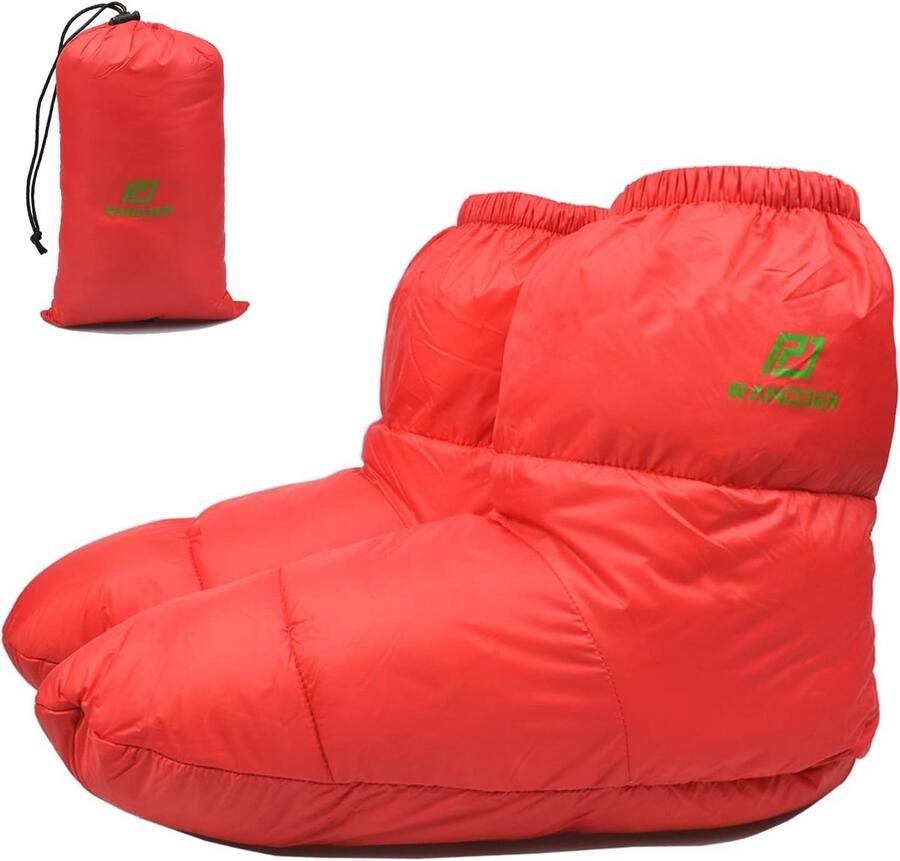 Ultralichte Donslaarzen voor en Warme Sokken voor Kamperen en Backpacken