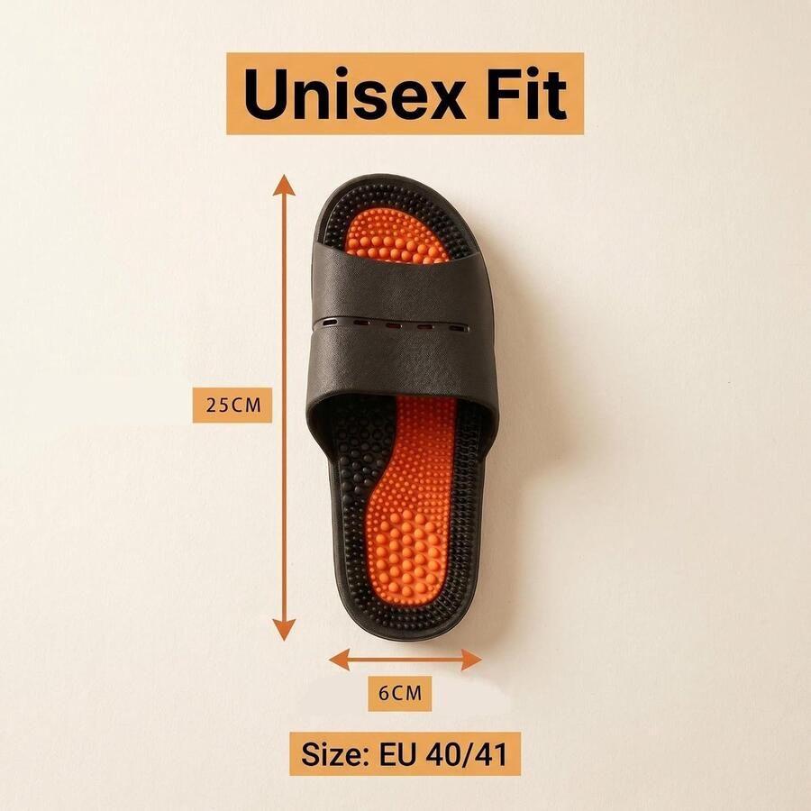 Acupressuur pantoffels voor uniseks massageschoenen met noppen voetmassageschoenen tegen rugpijn en stressverlichting comfortabel en stijlvol (zwart 40 41)