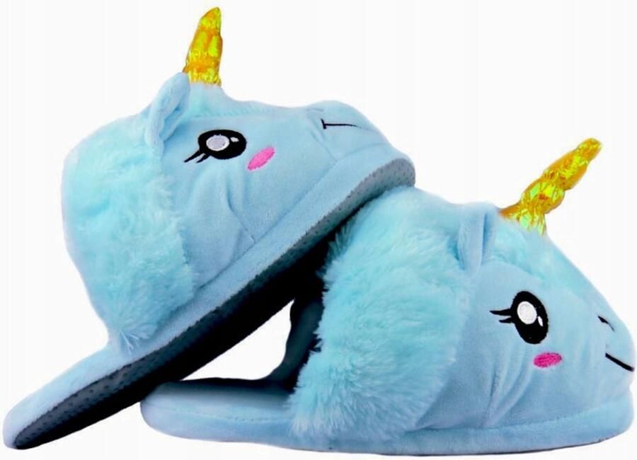 Uniseks Blauwe Eenhoorn Pantoffels Pluche & Warm