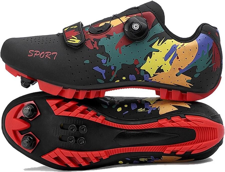 Uniseks Fietsschoenen Graffiti-Print Compatibel met SPD Lichte & Ade de Fiets Schoenen voor en
