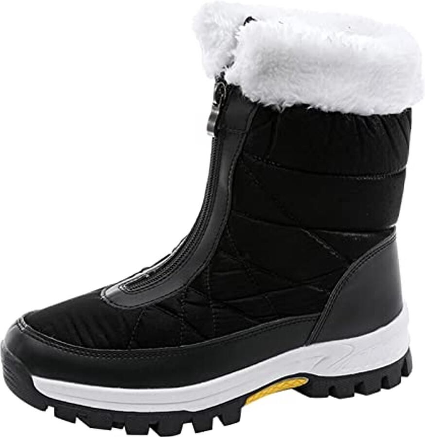 Uniseks thermolaarzen voor dames Winter waterdichte sneeuwlaarzen met platte hak en rits