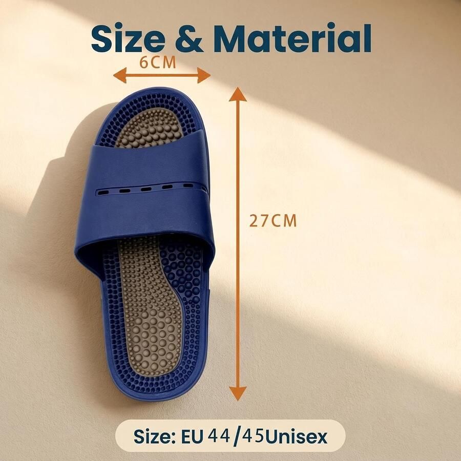 Unisex Acupressuur Slippers met Noppen voor Voetmassage en Rugpijnverlichting Comfortabele Massageschoenen (Blauw 44 45)