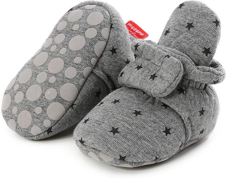 Unisex baby winterlaarzen Zacht en warm met antislipzool Grijs met sterren