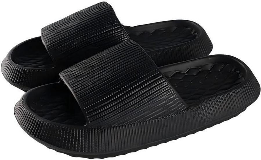 Unisex badslippers Klassieke instappers Antislip zomerschoeisel Geschikt voor binnen en buiten Zwart