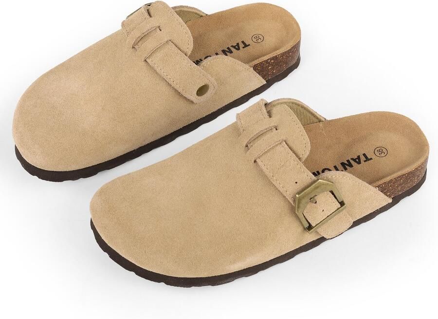 Unisex clogs Suède-look instappers Comfort slippers Houten clogs Khaki - Foto 2