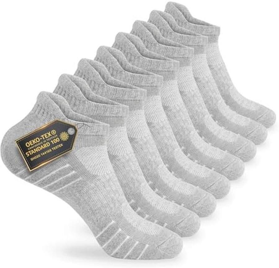 Unisex Hardloop- en Sneakersokken 8 Paar Katoenen Ankle Sportsokken in Zwart Wit en Grijs