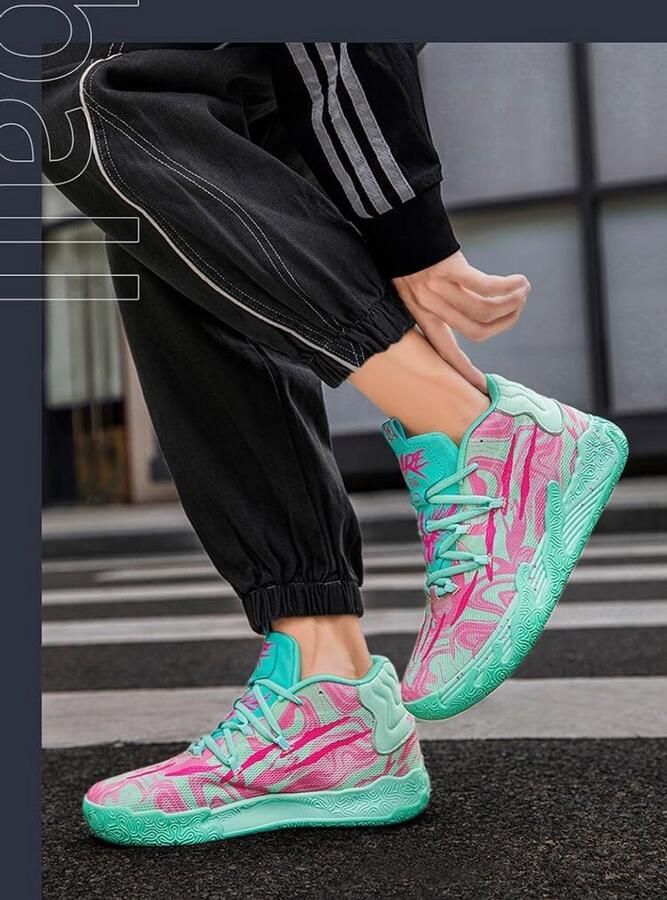 Unisex Hoge Basketbalschoenen met Antislip Rubberen Buitenzool voor Buiten Sport en Training
