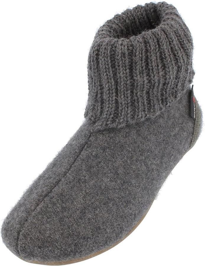 Unisex Hoge Instap Pantoffels Wolvilt en Rubberen Zool