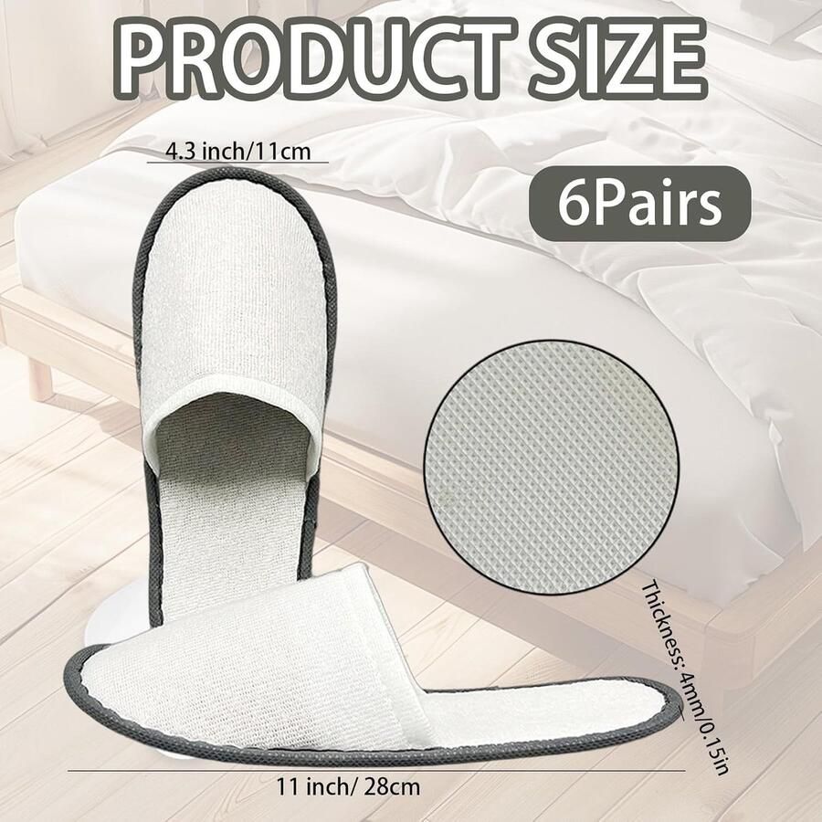 Unisex hotel slippers set van 6 wasbare spa gast slippers met katoenen inlegzool antislip huisslippers voor nen en