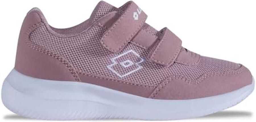 Unisex Kinder Sneakers met Klittenband en Lichte Demping Roze Wit