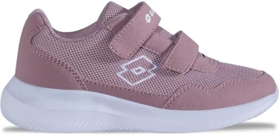 Unisex Kinder Sneakers met Klittenband en Lichte Demping Roze Wit