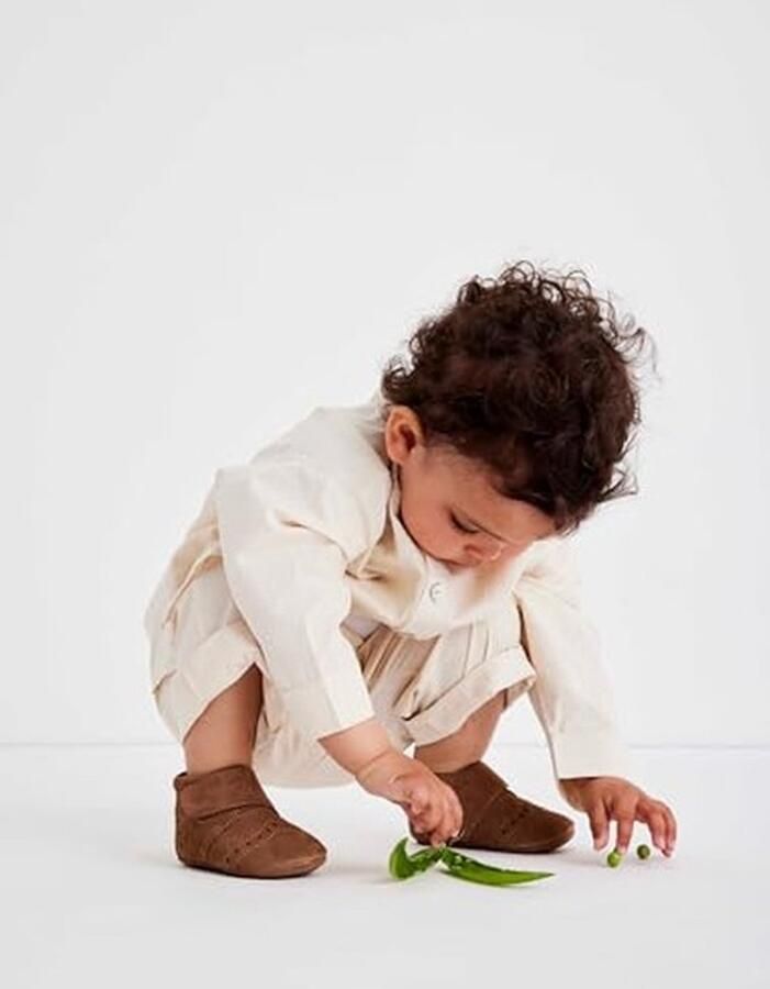 Unisex Kinderschoen Comfortabele Slippers van Leer Camel