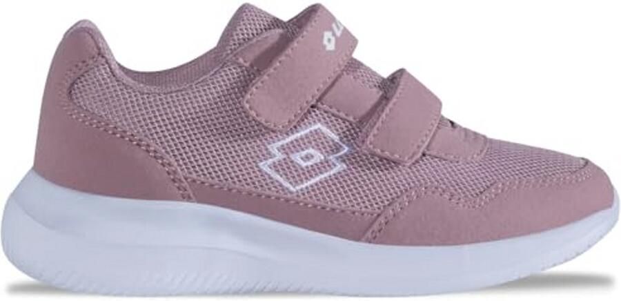 Unisex Kinder Sneakers met Klittenband en Lichte Demping Roze Wit