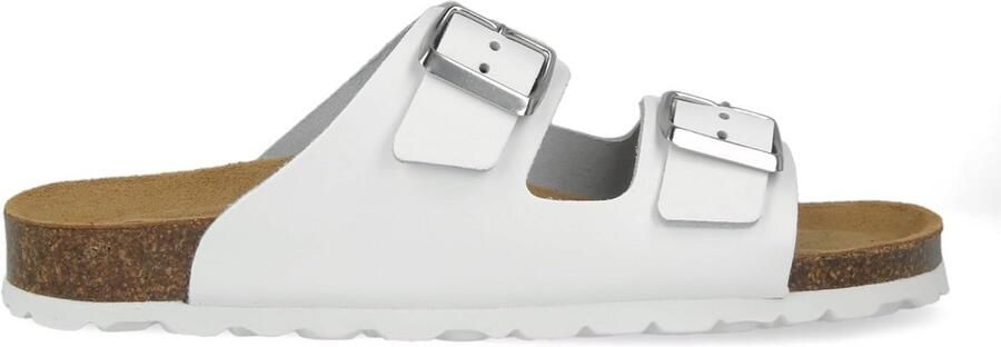 Unisex Leren Sandalen met Twee Gespen Anatomische Kurk Zool Zomer Slippers