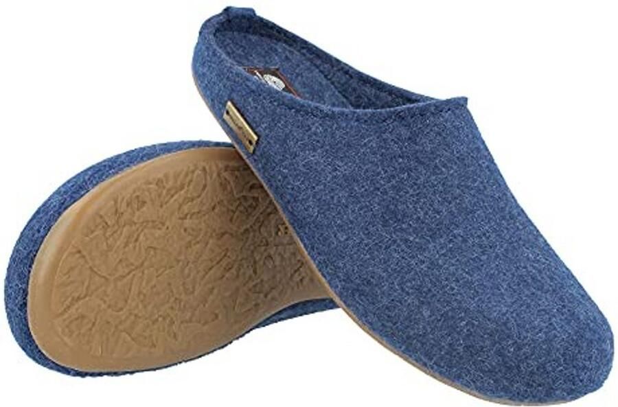 Unisex Pantoffels Wolvilt Blauw Flat