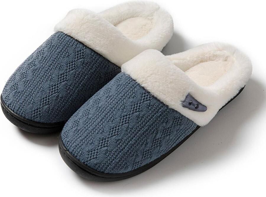Unisex pluche slippers antislip katoenen slippers dikke zool warme winterslippers voor binnen comfortabele huisschoenen grijs