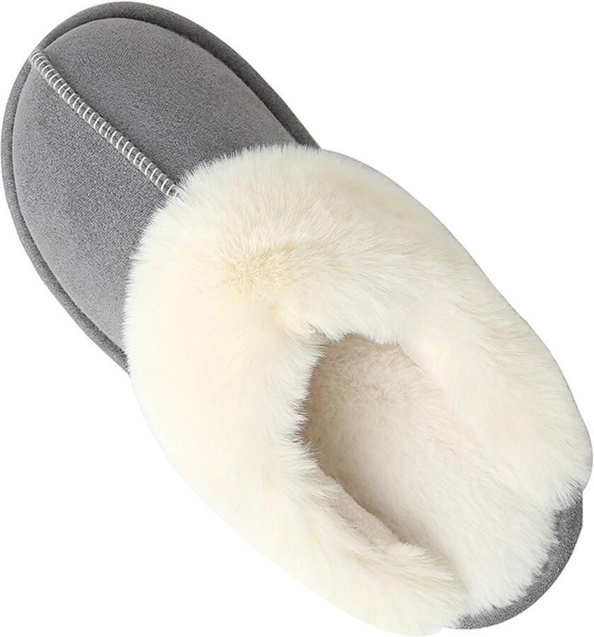 Unisex pluche slippers Pluche slippers met open tenen Zachte en comfortabele voering antislipzool Grijs (geschikt voor )