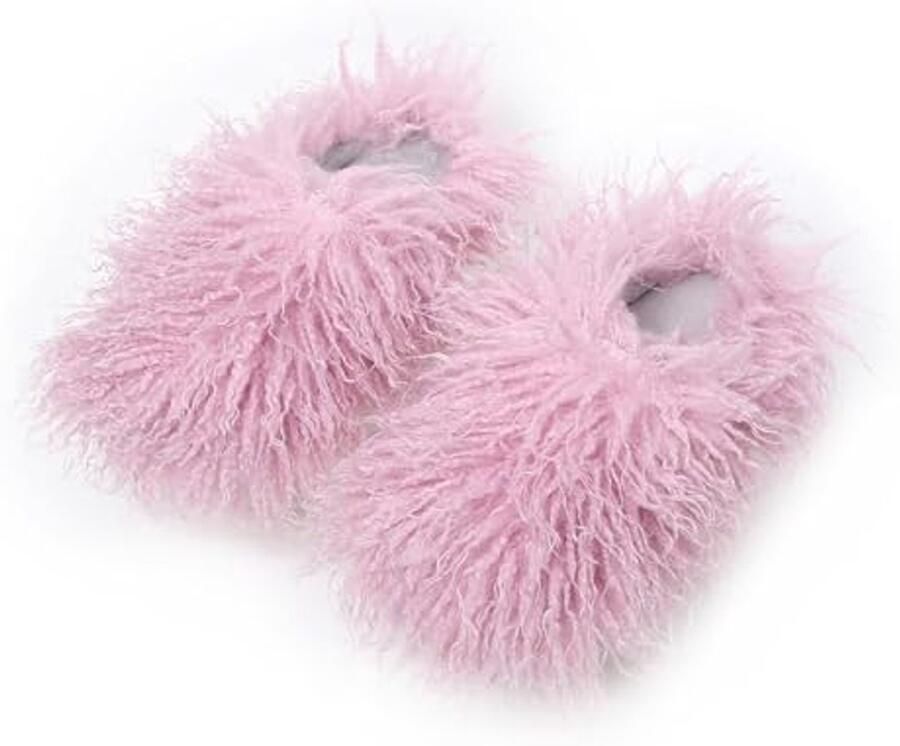 Unisex Pluizige Faux Fur Slippers voor Dames en Meisjes Luxe Antislip Buiten Slippers