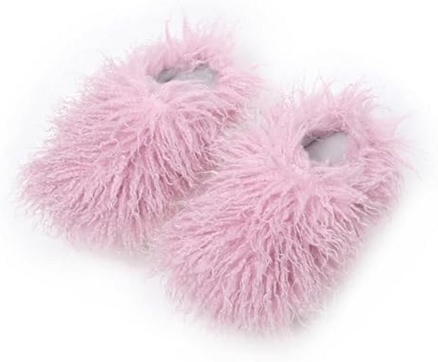 Unisex Pluizige Faux Fur Slippers voor Dames en Meisjes Luxe Antislip Buiten Slippers