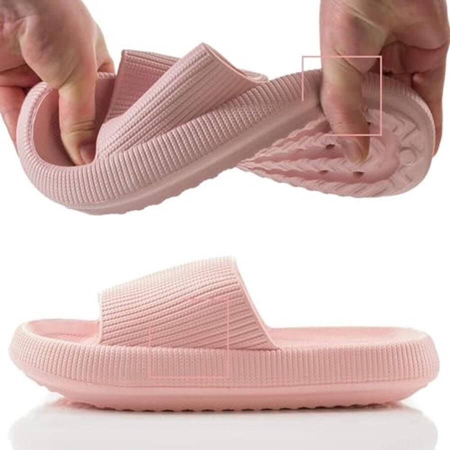 Unisex slippers sbadslippers herenslippers met rubberen platformzool zachte massagefunctie antislip wolkslippers kussenslippers