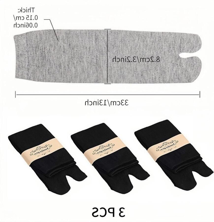 Unisex Tabi Sandalen met Tussenruimte voor Teenn 3 Paar Katoenen Split Toe Sokken Elastisch en Comfortabel
