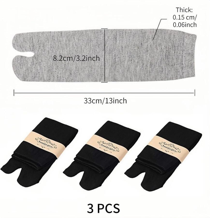 Unisex Tabi Sandalen met Tussenruimte voor Teenn Japanse Geta Sokken 3 Pairs Katoen Elastisch Ideaal voor Comfort en Ondersteuning