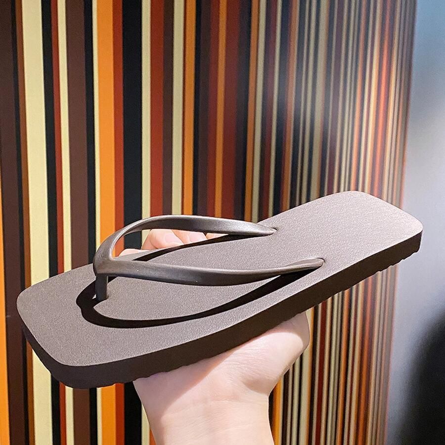 Unisex teenslippers in Japanse stijl minimalistische effen teenslippers met antislip zachte zool zomerse strand- en reisschoenen voor en Bruin 35