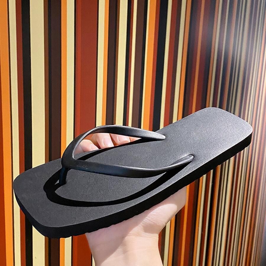 Unisex teenslippers in Japanse stijl minimalistische effen teenslippers met antislip zachte zool zomerse strand- en reisschoenen voor en Zwart 43