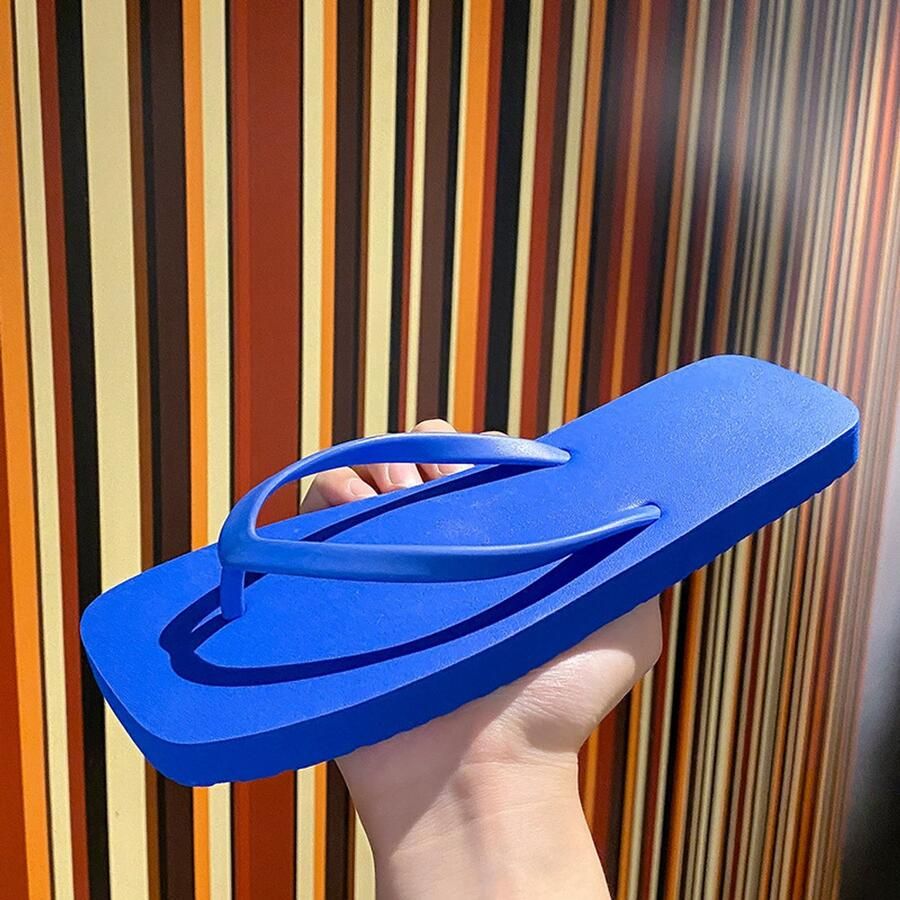 Unisex teenslippers in Japanse stijl minimalistische effen teenslippers met antislip zachte zool zomerse strand- en reisschoenen voor en Koningsblauw 37