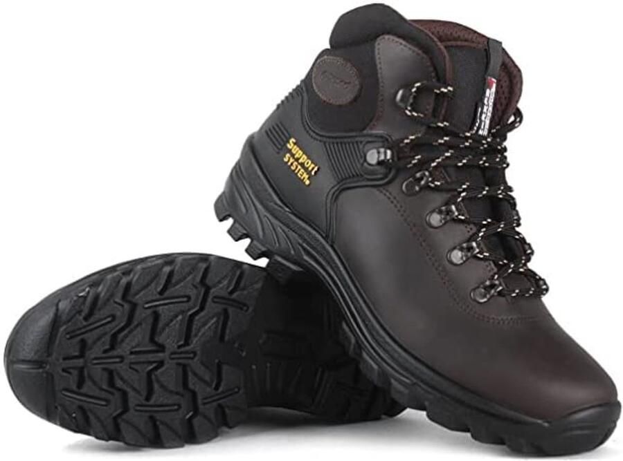 Unisex trekking schoenen voor outdoors met leren veters in bruin