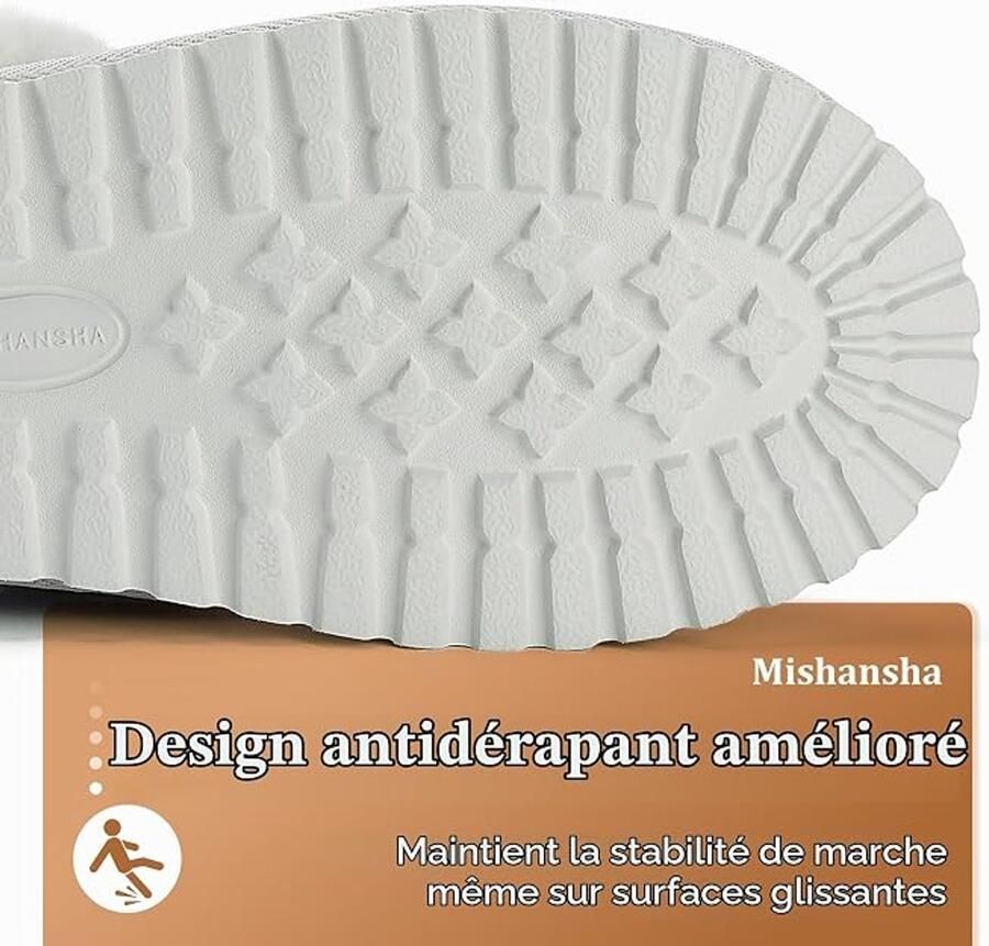 Unisex winterslippers van katoen stijlvolle en warme slippers met kanten afwerking comfortabele katoenen slippers voor binnen en buiten Beige is geschikt voor voeten met een omtrek van