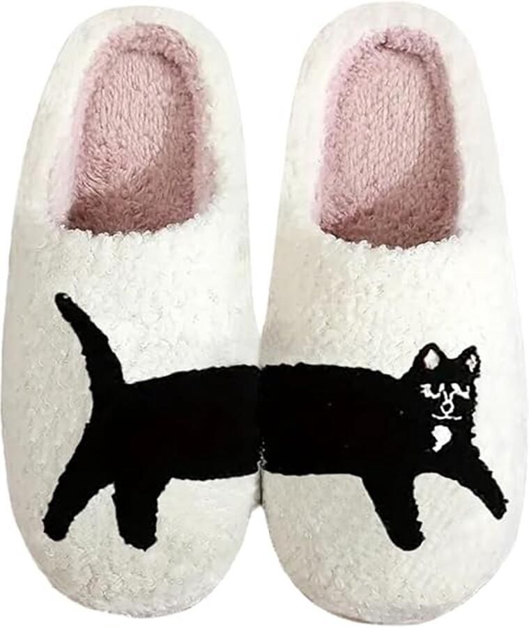 Unisex Wollen Huissloffen met Stroef Antislipzool Zacht Katoenen Binnenwerk met Leuke Printmotieven & Dichte Fluwelen Bovenlaag Voor Woonruimte Slaapkamer & Kort Buitenstapje Perfect voor Najaar & Winter