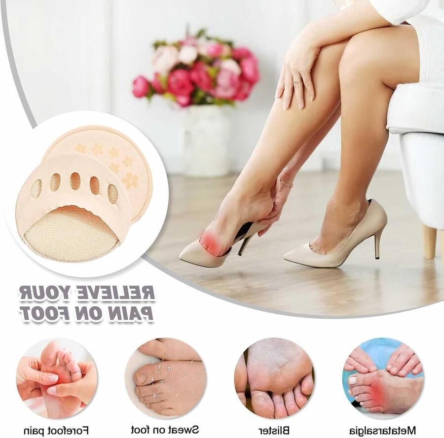 Upgrade Non-slip Voorvoet Pads voor Dames Ademend Honeycomb Stof Zweetabsorberende Kussens voor Hakken Herbruikbare Voetverlichting en Comfort
